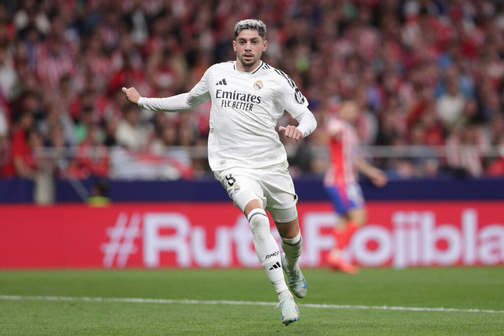 Fede Valverde, jugador del Real Madrid, en el derbi madrileño